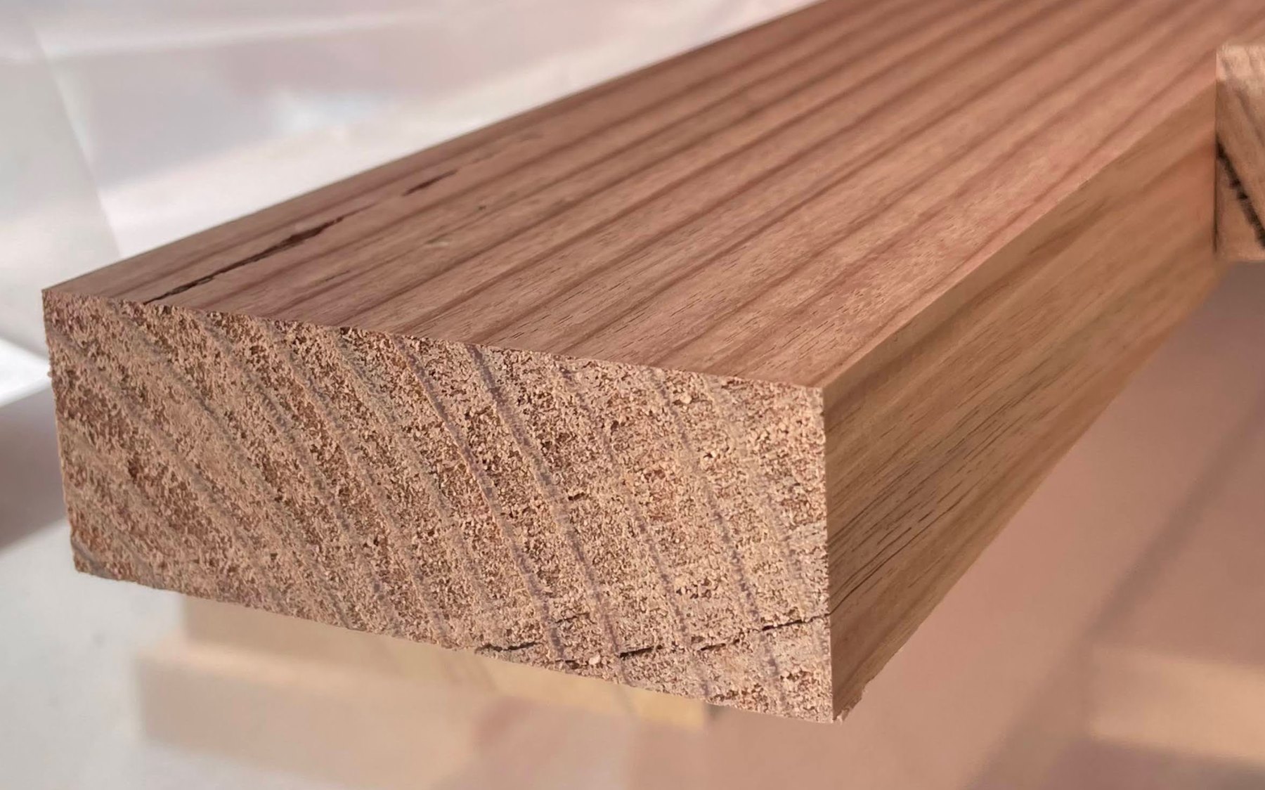 Machined solid timber showing clean straight edges and dressed faces